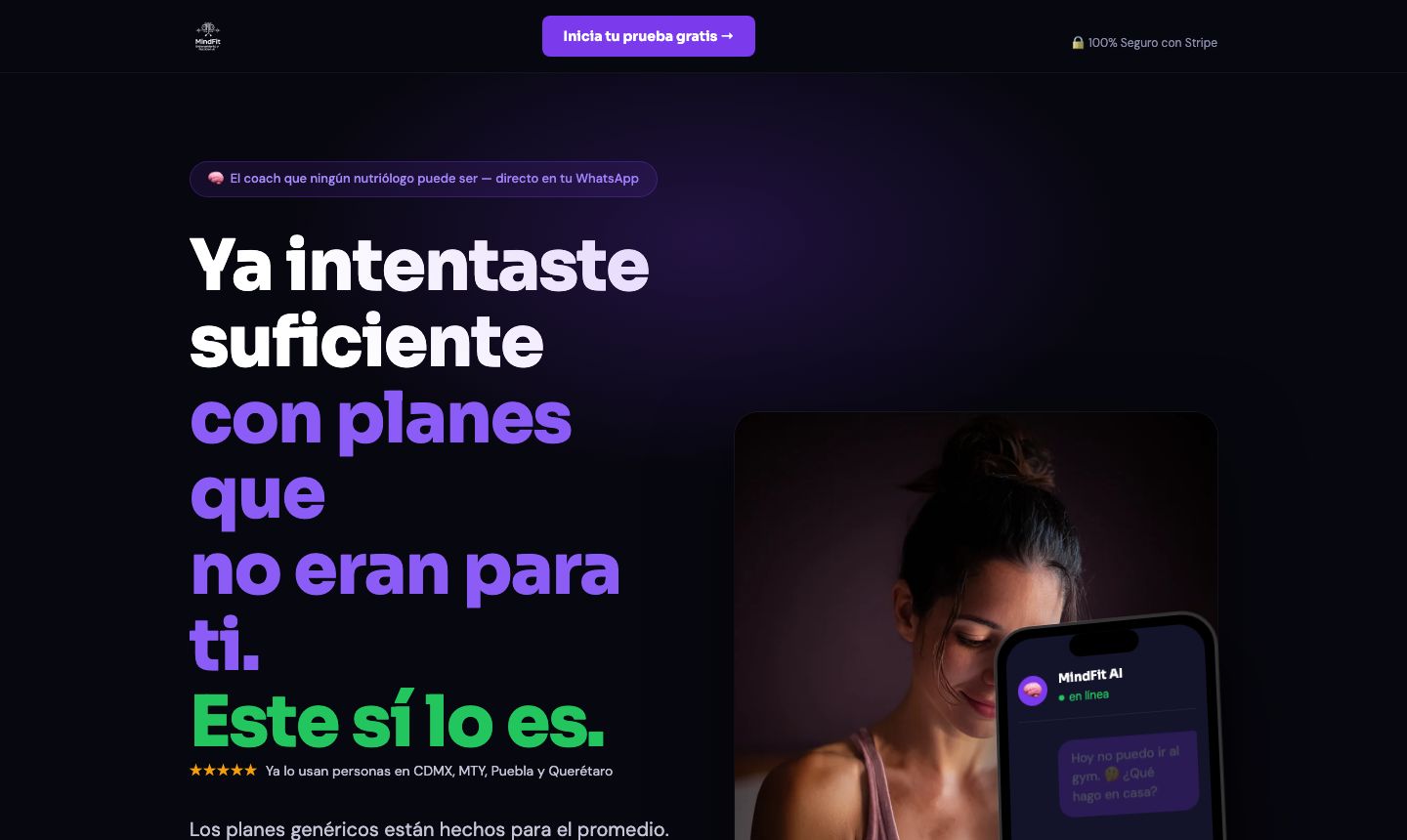 Sitio web de MindFit IA